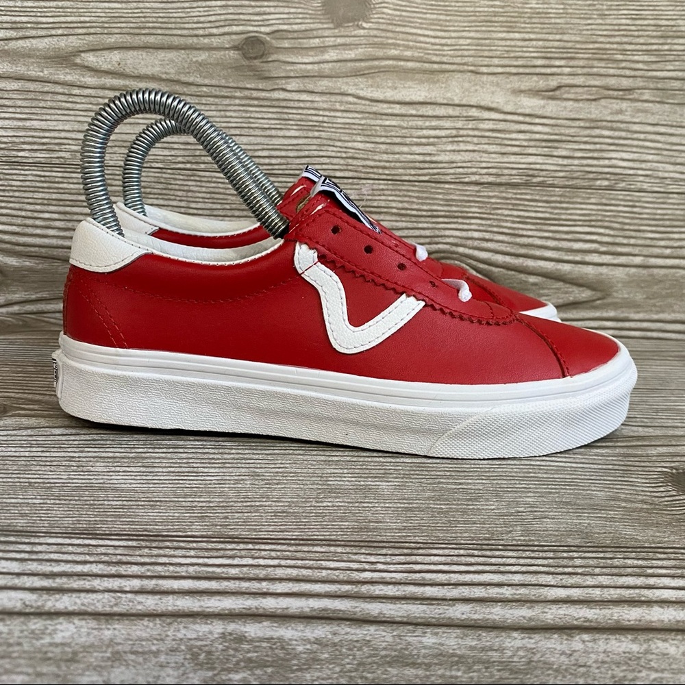 Vans Off The Wall Sport Womens Red Leather Low Top Sneakers  Size 5  NEW